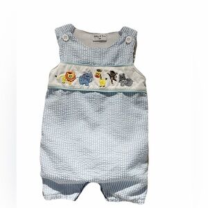 Abby & Evie gingham animal print hand embroidered jon Jon